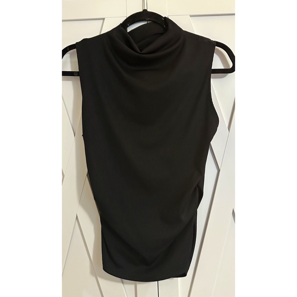 SHEIN Women's Black Solid Cowl Neck Sleeveless Pullover Top, Size L